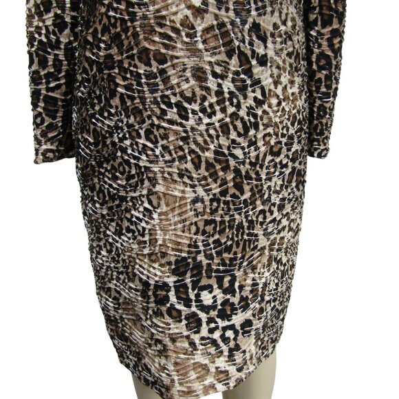 LEOPARD NWT Animal Print Safari Cheetah Textured Mob Wife knit Career Dress L - Picture 3 of 11